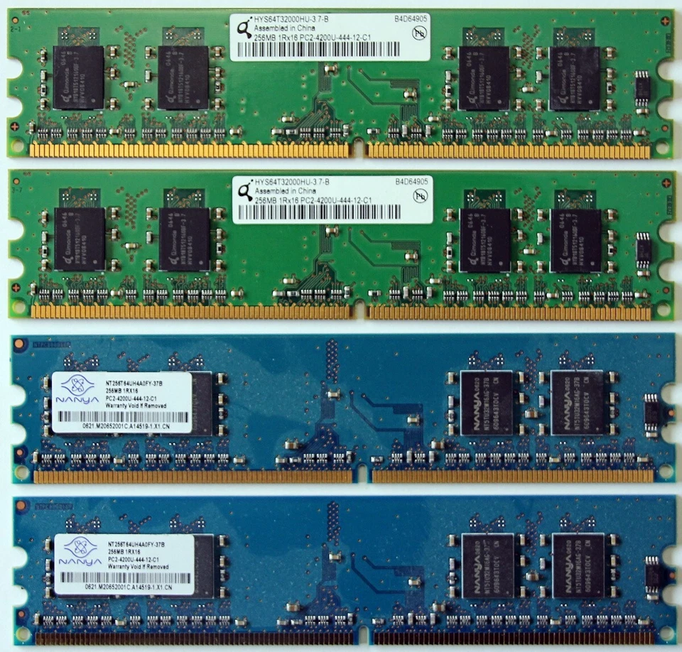 1 GB 4x Nanya and Hynix 256 MB PC2-4200U 240 PIN #030 - Image 1 of 1