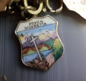 Anhänger Wappen Silber 800 emailliert Silvretta Bettelarmband alt - Bild 1 von 4