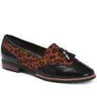 Pavers Wide Fit Leopard &amp; Black Brogue Tassel Loafers - UK Size 4 - RRP &#163;59.99