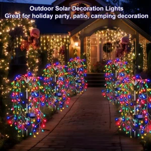 Copper Wire Solar LED Lights Outdoor Waterproof Lawn Garden Firework Decoration - Picture 1 of 31