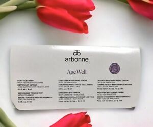 Arbonne Agewell Anti Aging Skin Care 6 Piece Sample Set-100% Vegan Nwt Sealed