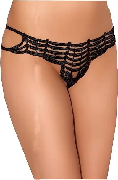 AXAMI String V-5278 Touch Me XL Schwarz Sexy String mit zarten Verzierungen - Bild 1 von 1