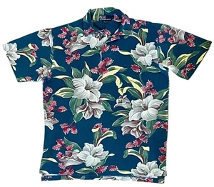 Vintage Polo Ralph Lauren Hawaiian Polo Shirt Mens Medium Made In USA Floral - Picture 1 of 2