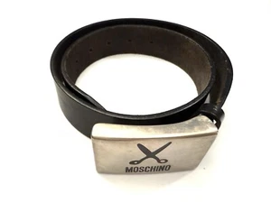 Moschino Italia Hombre Cinturón Cuero Color Negro Talla 46 para Cintura 26 a 29 - Imagen 1 de 10