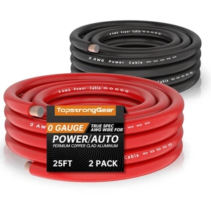 Cable de alimentación/tierra calibre 0 25 pies negro y 25 pies rojo verdadero 0 AWG cable de alimentación - velocidad verdadera - Imagen 1 de 12