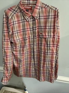 Camisa de Pesca Simms XL Manga Larga Naranja Cuadros - Imagen 1 de 4