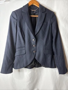White House Black Market Houndstooth Blazer Jacket Women's Size 0 Blue Black - Picture 1 of 7