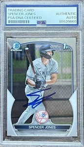 Spencer Jones Signed 2023 1st Bowman Chrome #BCP-139 Card Yankee PSA/DNA - Picture 1 of 2