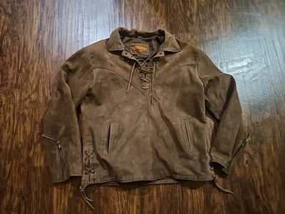 Chaqueta Pullover Vintage UNIK Premium Gamuza Cuero Nativo Americano Occidental L Foto 1 de 4