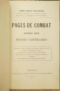 Antique French Language Book 1911 Pages De Combat Abbe Emile Chartier - Picture 1 of 4