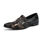 Men's Metal Chain Pointed Toe Retro Formal Casual Leather Oxfords Wing Tip Shoes
