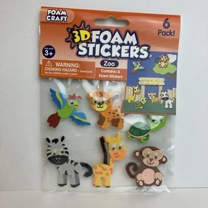 Zoo Animal 3D Foam Stickers with googly eyes 6 Pack - Picture 1 of 8
