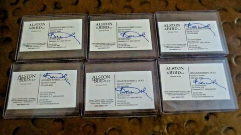 Lot of 6 Kansas Senator Bob Dole signed autographed business cards Cover