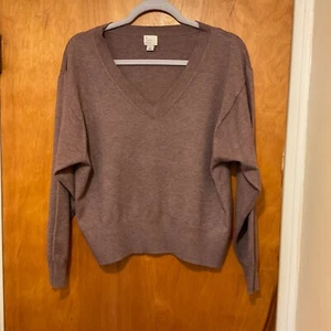 A New Day Women's Sz S Purple Knit Sweater V-Neck Pullover Casual Long Sleeves - Picture 1 of 8