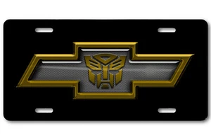 Chevy ART Chevrolet Bowtie Transformers Autobot Aluminio Matrícula Amarilla - Imagen 1 de 3