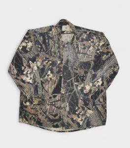 Vintage Mossy Oak Shirt Mens L BreakUp Camouflage Flannel Hunting Chamois Cloth - Picture 1 of 9