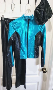 girls 3 PC PANTS TOP HAT METALLIC BLUE BLACK HALLOWEEN DANCE 14/16 XL SUPER COND - Picture 1 of 1