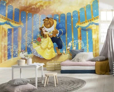 Wallpaper Disney Beauty and the Beast 368x254 cm 12x8 ft wall mural girl yellow - Image 1 of 4