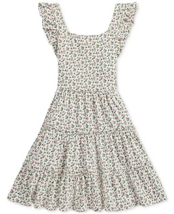 NWT Polo Ralph Lauren Big Girls Floral Ruffled Cotton Jersey Dress - White - Picture 1 of 2