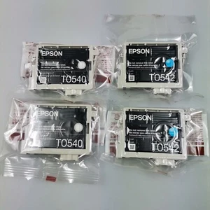 4 tintas selladas GENUINAS EPSON TO540 TO542 Optimizador de brillo y cian FROG R800 R1800 - Imagen 1 de 2