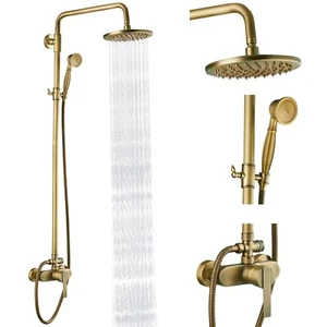Antik Messing Aufputz Rohr Duschsystem 8 Zoll Regendusche Kopf Messing Fi... - Bild 1 von 9
