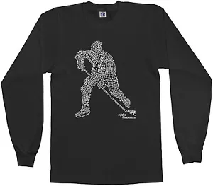 Threadrock Boys Hockey Player Typography Design Youth L/S T-shirt Ice Sports - Picture 1 of 5