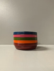 Lacquer Ware By Davar Set of 5 Multi Color Dishes Stackable Retro Vintage - Picture 1 of 5