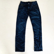 G Star Raw Blade Tapered Dark Blue Coated Denim Jeans Button Fly Men's W30 L32