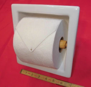 Ceramic Glossy Bright White; Recessed Toilet Paper Holder, Holds Jumbo Rolls NEW - Picture 1 of 11