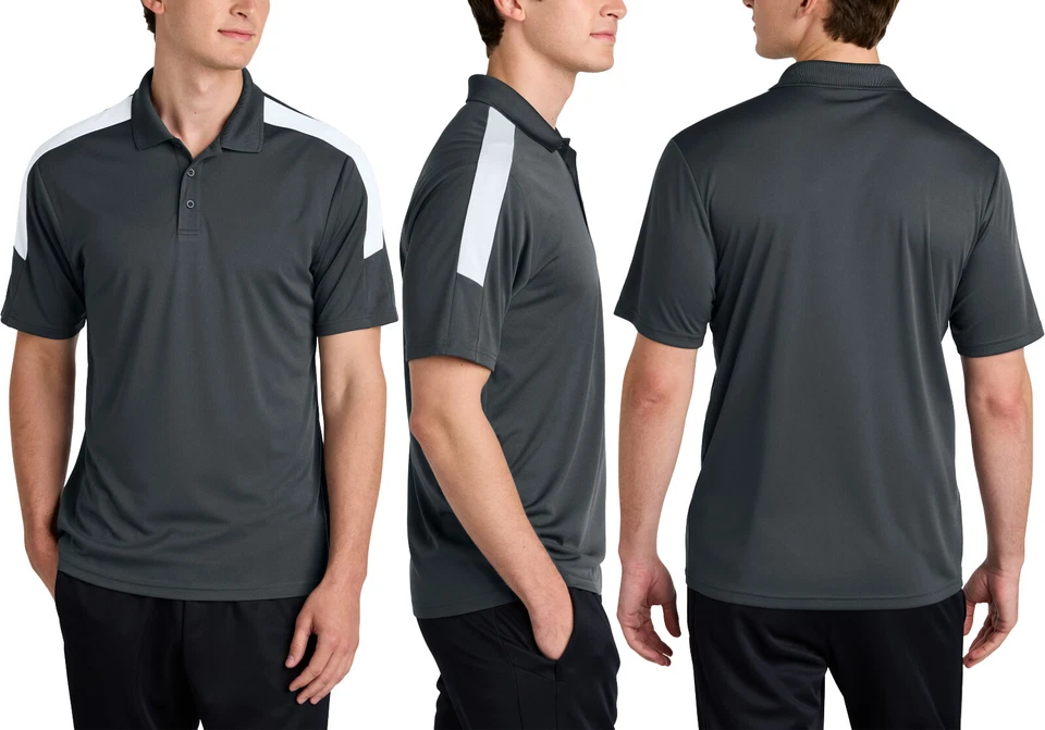 Polo masculino color block absorção de ombro UPF 30+ absorção de umidade equipe esporte XS-4X - Imagem 1 de 1