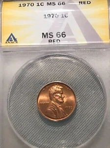 1970 Lincoln Memorial Cent MS66RD ANACS GRADED - Bild 1 von 2