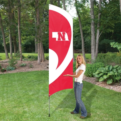 Nebraska Corn Huskers Tall Team Flag 8.5ft Flag w 11.5ft Pole.  NCAA Big Ten Cover