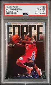1997 Topps Finest Refractor Allen Iverson #143 PSA 10 Gem Mint #’d /1090 76ers - Picture 1 of 2