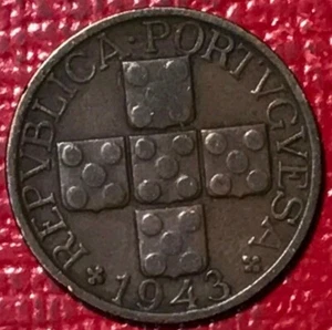 HIGHER GRADE 1943 PORTUGAL 20 CENTAVOS WORLD WAR 2 ERA COIN-NO627 - Picture 1 of 2