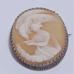 A Beautiful & Rare Victorian Silver Carved Cameo Brooch Hebe & Zeus Eagle. - Picture 1 of 19