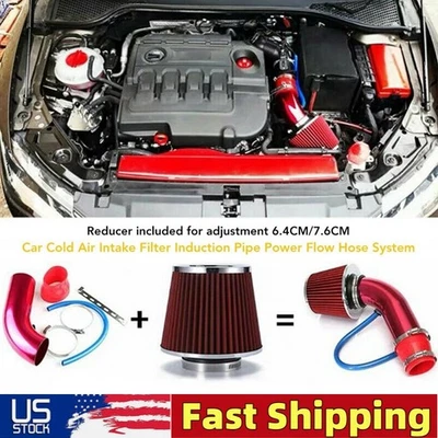 3" Car Cold Air Intake Filter Induction Kit Pipe Power Flow Hose System Parts - Image 1 of 4