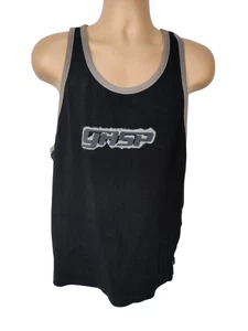 GASP BLACK GREY VEST XL RIBBED TANK MENS BODY BUILDING MUSCLE TOP GYM WORKOUT - Picture 1 of 7