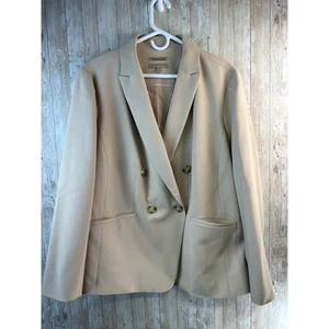 Talbots Blazer Jacket Womens 20W Tan Double Breasted Italian Woven Career Office - Picture 1 of 8