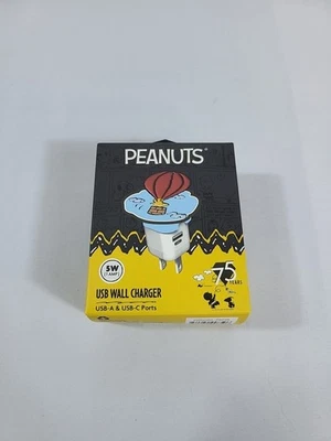 Peanuts новый 2025 Woodstock USB настенное зарядное устройство 2 порта 5 Вт USB-A и C - Изображение 1 из 4