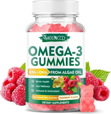 Gomitas veganas Omega-3 1000 mg, alternativa de aceite de pescado Omega 3 para adultos, base de algas Foto 1 de 4