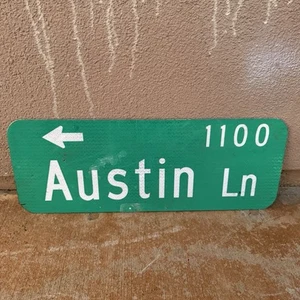 Vintage Decommissioned Street Sign Austin Lane Reflective Double Sided - Picture 1 of 3