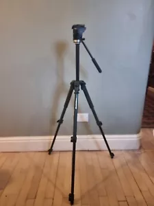 Manfrotto 190v Tripod + 701RC2 Mini Fluid Video Head Sliding RC2 Rpd Cont Plate - Picture 1 of 9
