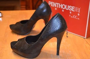 PENTHOUSE Women's Black 5" High Heel Shoes Size 9 Stilettos courtney SN0458 SEXY - Picture 1 of 9