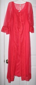 Vestido largo vintage marca estrella de cine rojo pegnoir lenguado encaje ribete corbata frontal - Imagen 1 de 12