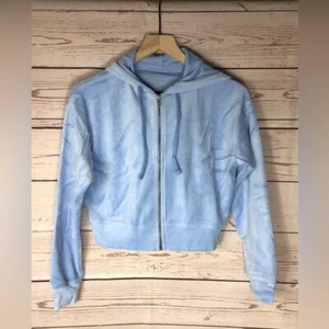 Sundown by Splendid Women's Lavender Blue Velour Full Zip Joey Hoodie, Size XS - Picture 1 of 7