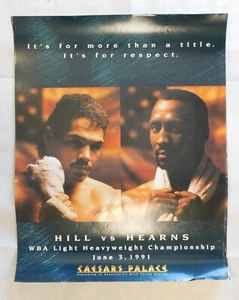 Póster de lucha Virgil Hill vs Thomas Hearns 1991 peso semipesado 22x28 de la AMB - Imagen 1 de 4