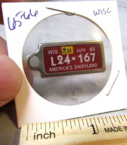 1965-66 Wisconsin L24 167 DAV License Plate tag keychain Disabled American Vet - Picture 1 of 2