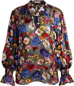 ๐$395 ALICE + OLIVIA SZ MEDIUM FITS LARGE TOO ONICA TIMELESS BLOSSOM BLOUSE NEW - Picture 1 of 7