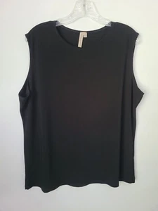 Susan Lawrence Woman Black Sleeveless Top Plus Size 2XL Knit Blouse - Picture 1 of 3