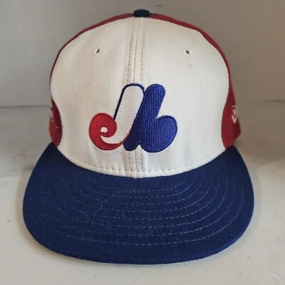 New Era Montreal Expos Cooperstown Collection Ball Cap Hat 7 3/8 Red Blue White - Image 1 of 4